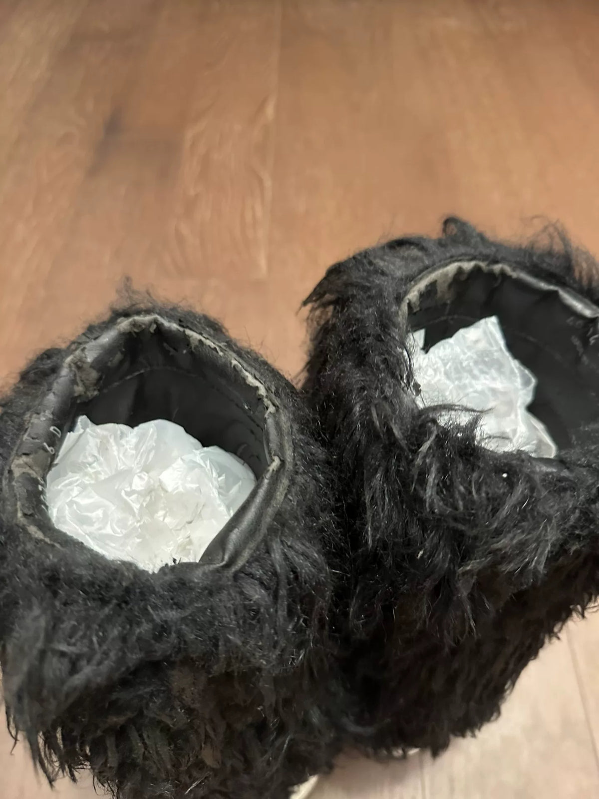 Rick Owens thick-soled fur boots,