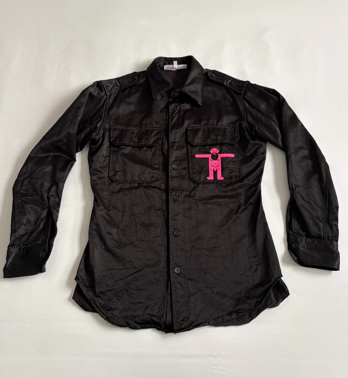 Walter Van Beirendonck runway model embroidered work‑wear shirt