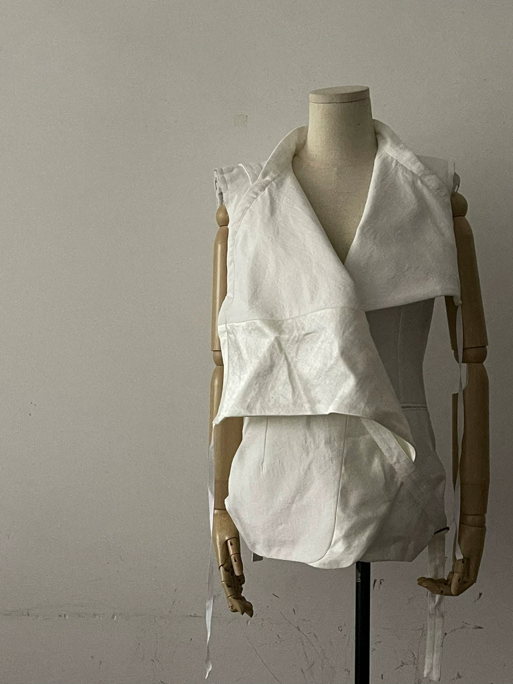 Ann Demeulemeester Deconstructed Shoulder Strap Cotton Wool Vest