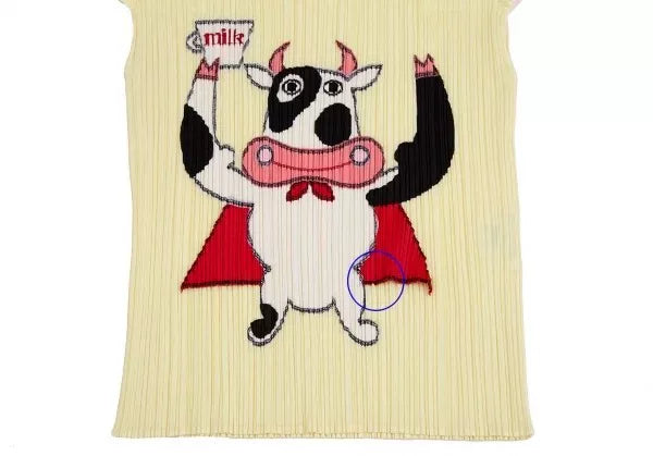 Issey Miyake Vintage Beige Cow Print Pleated Top
