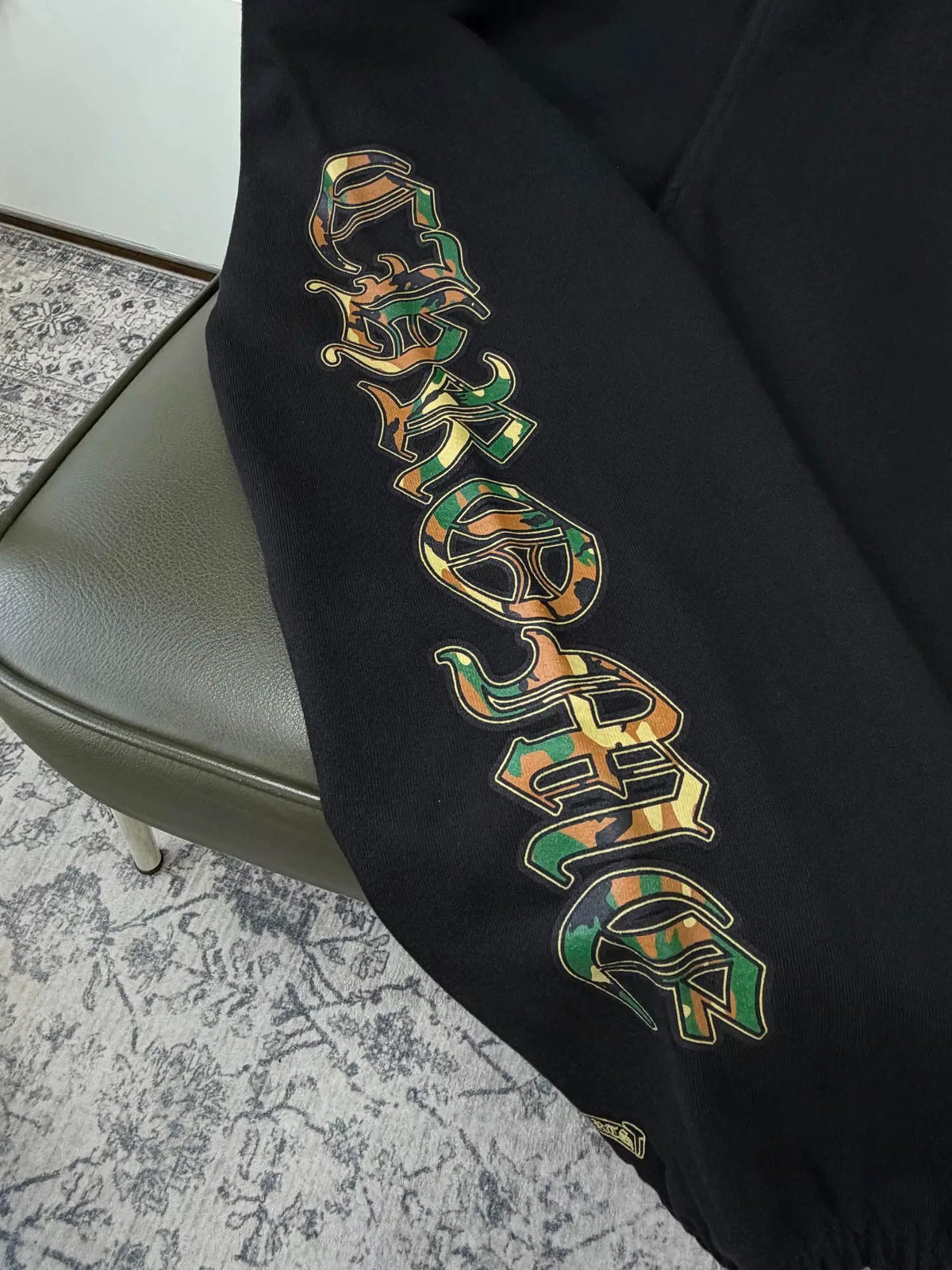 Chrome Hearts Black Camouflage Sanskrit Cross Cuffed Cotton Pants
