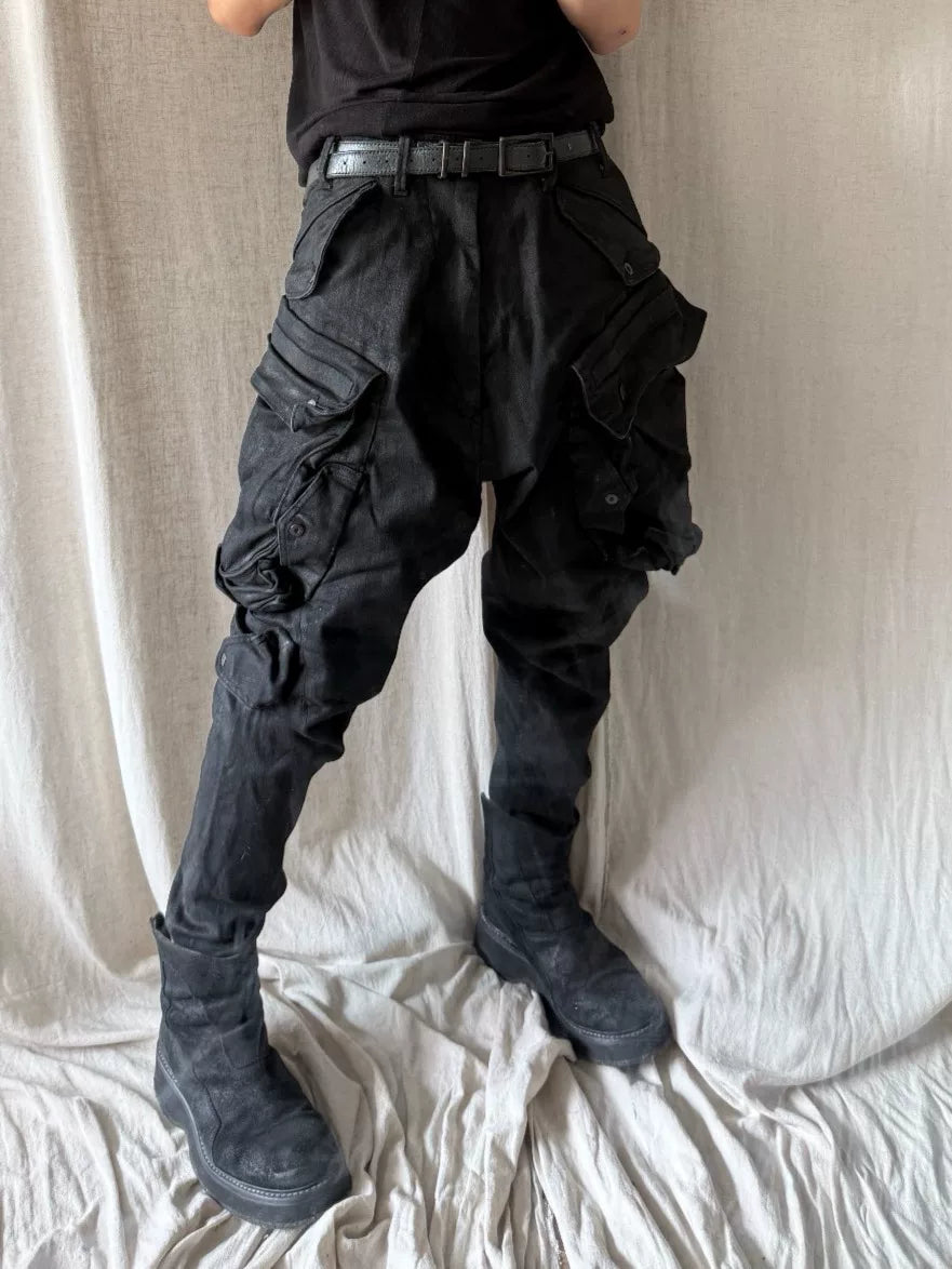 Julius FW20 Black Gas Mask Wax Coated Denim Pants