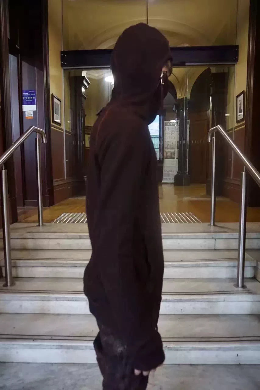 Boris Bidjan Saberi FW15 Black Burgundy Ninja Zipper2 Object Hooded Cotton Jacket