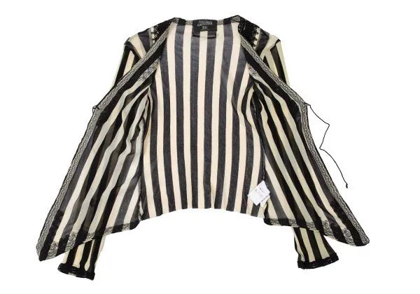 Jean Paul Gaultier Vintage Beige Striped Mesh Cardigan