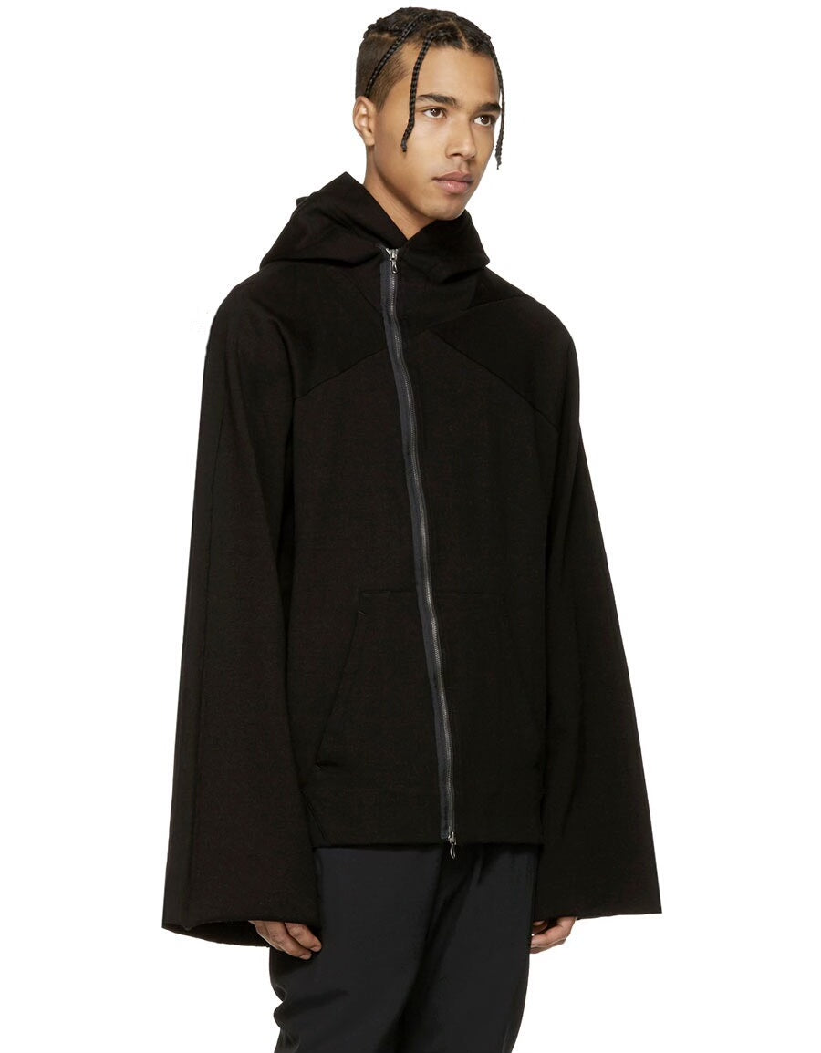 Julius_7 Side-Zip Flare Sleeve Hooded Sweatshirt