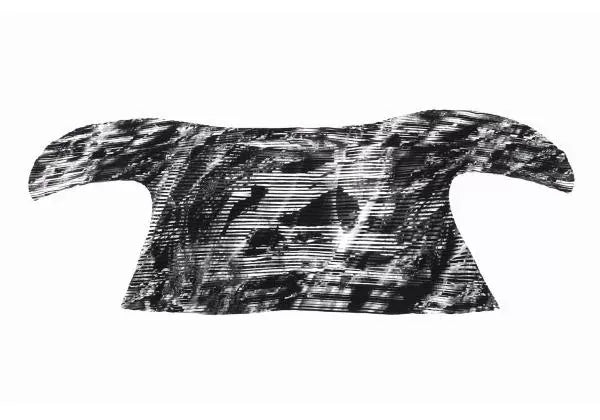 Issey Miyake Vintage Black & White Horizontal Stripe Pleated Top