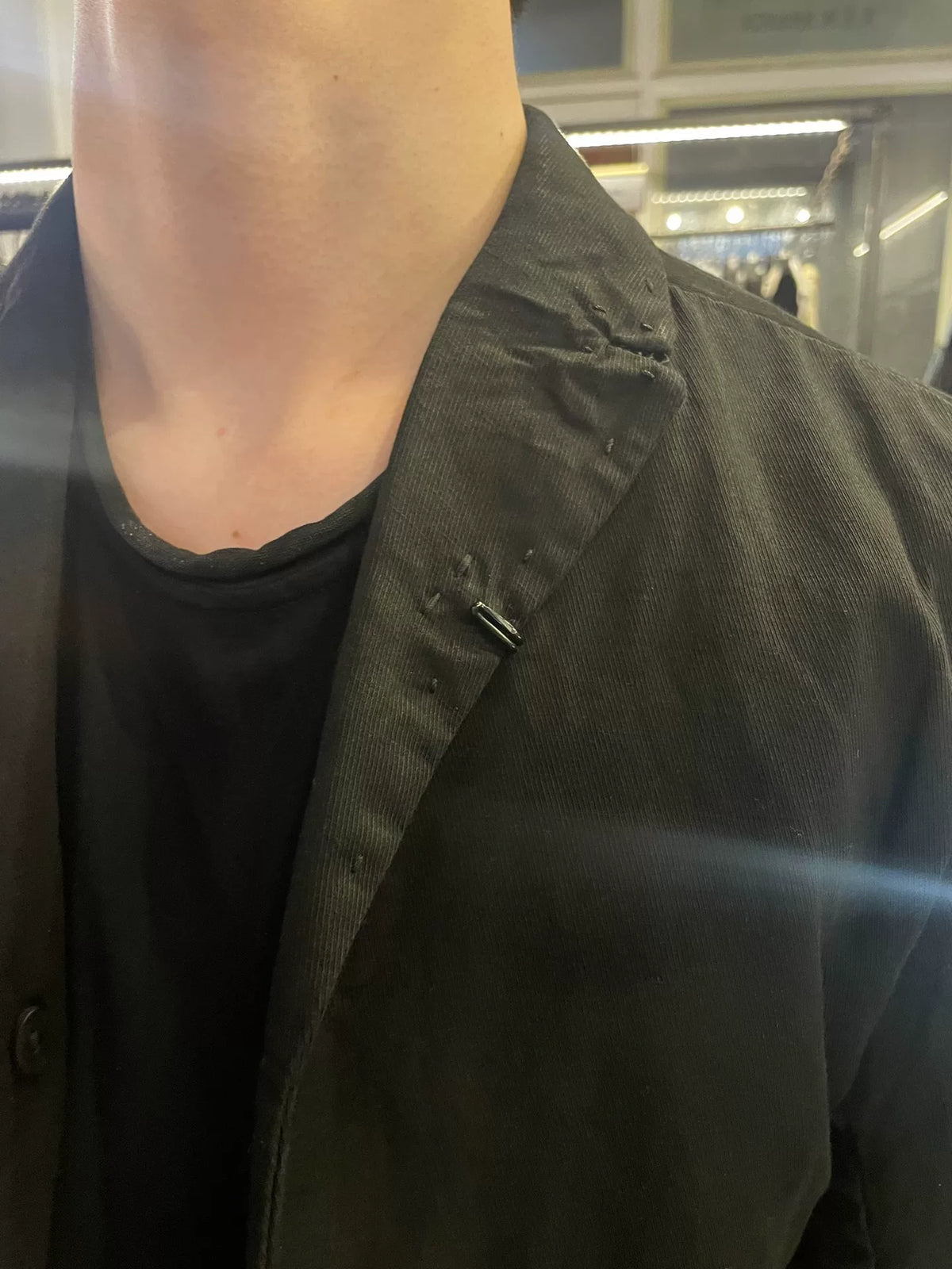 Layer-0 SS18 Black H-Shape Long Blazer Cotton Alessio