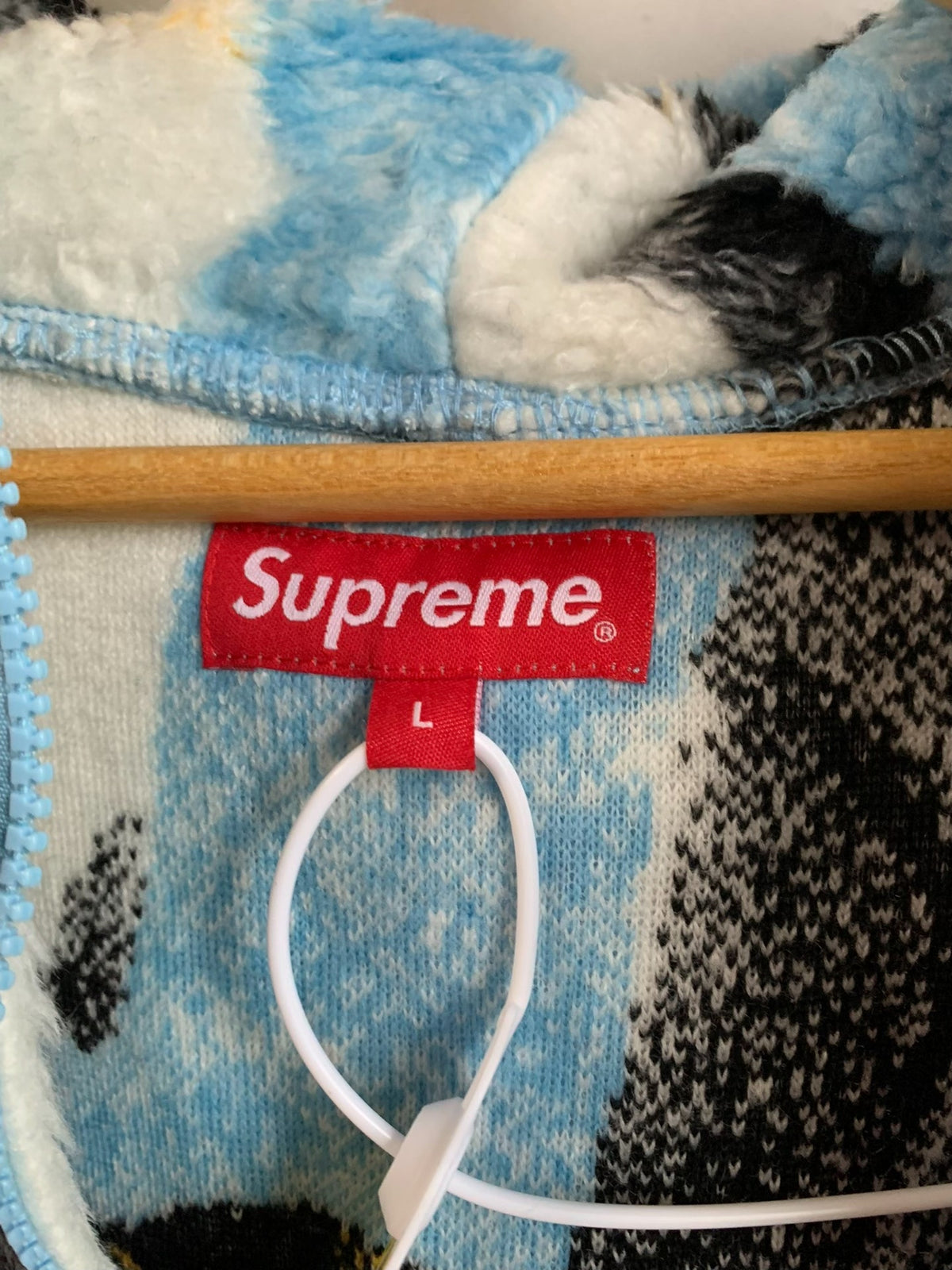 Supreme FW20 Blue Week3 Penguins Hooded Fleece Jacket