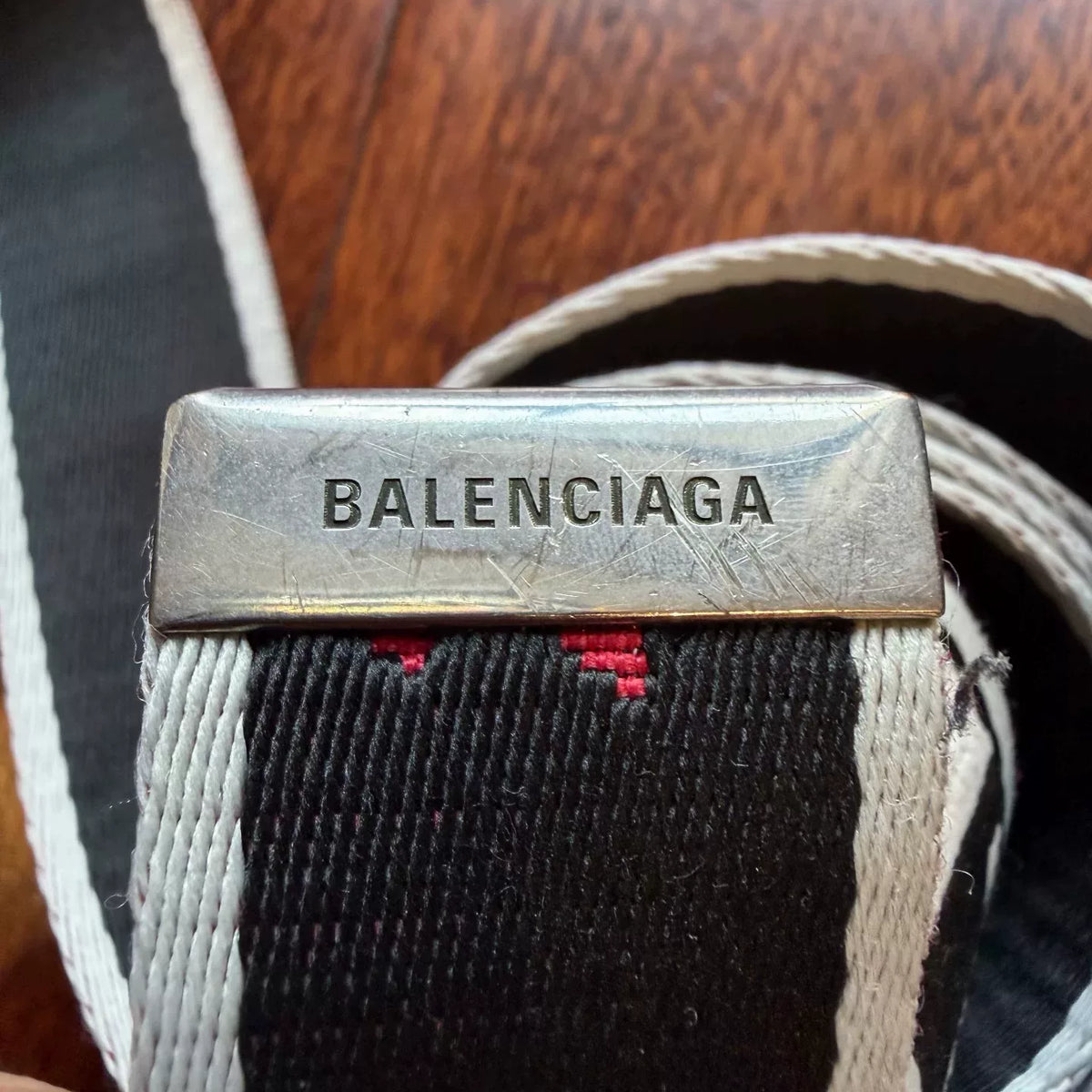 Balenciaga Black Red Woven Belt