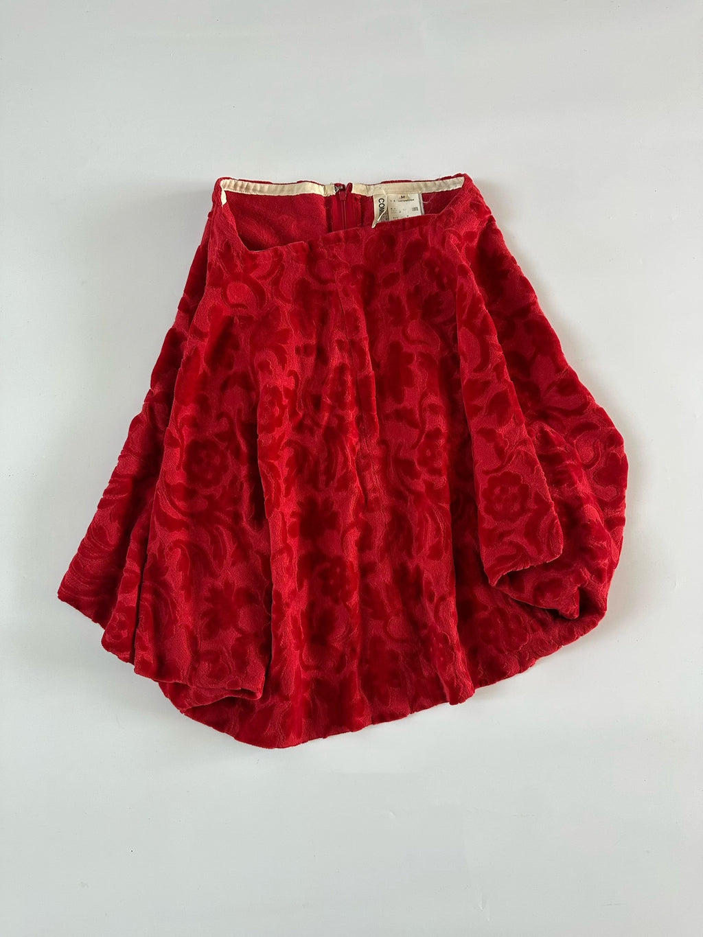 Comme Des Garcons Rei Kawakubo 1996 Main Line Red Flower Flocked Skirt