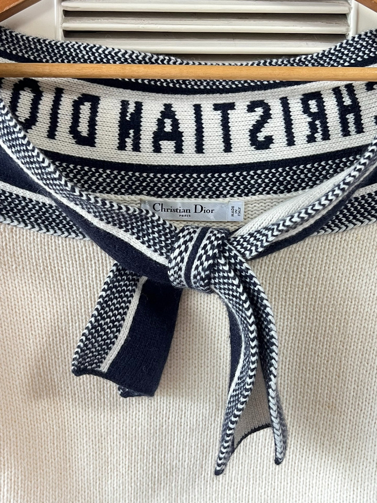 Dior Sailor Collar Tie-Front Sweater