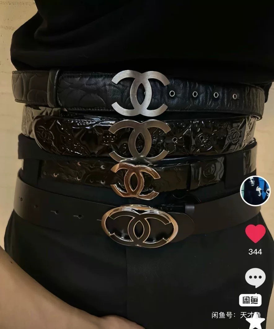 Chanel Black Patent Leather Double C Belt