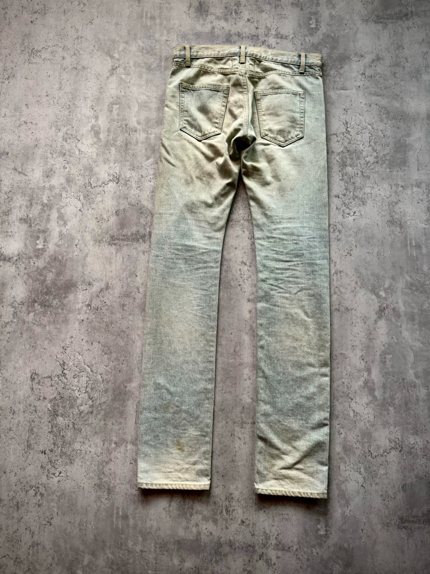 Saint Laurent Paris 13SS D01 Ice Blue Mud Dye Distressed Jeans by Hedi Slimane