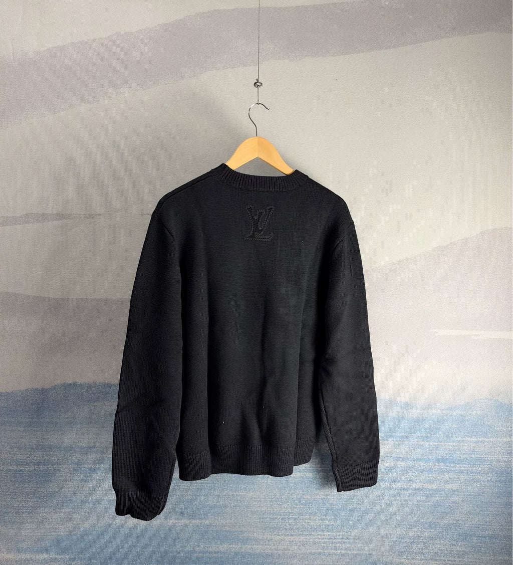 Louis Vuitton SS26 Black Floral Embroidered Sweater