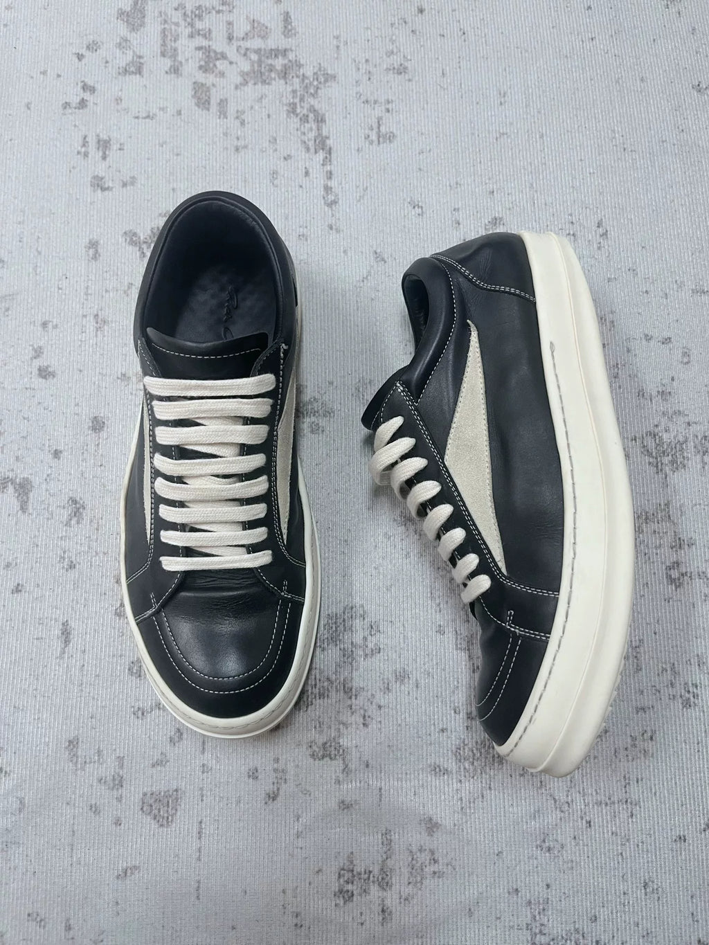 Rick Owens Leather Panelled Sneakers | Black