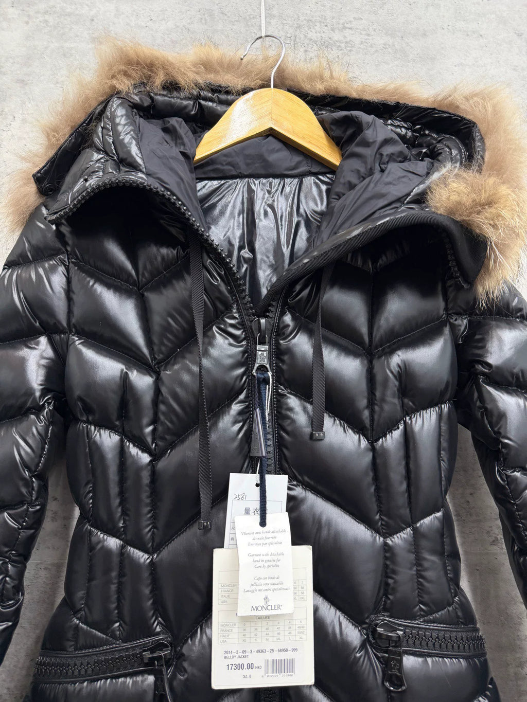 Moncler Belloy Glossy Fur-Collar Down Coat