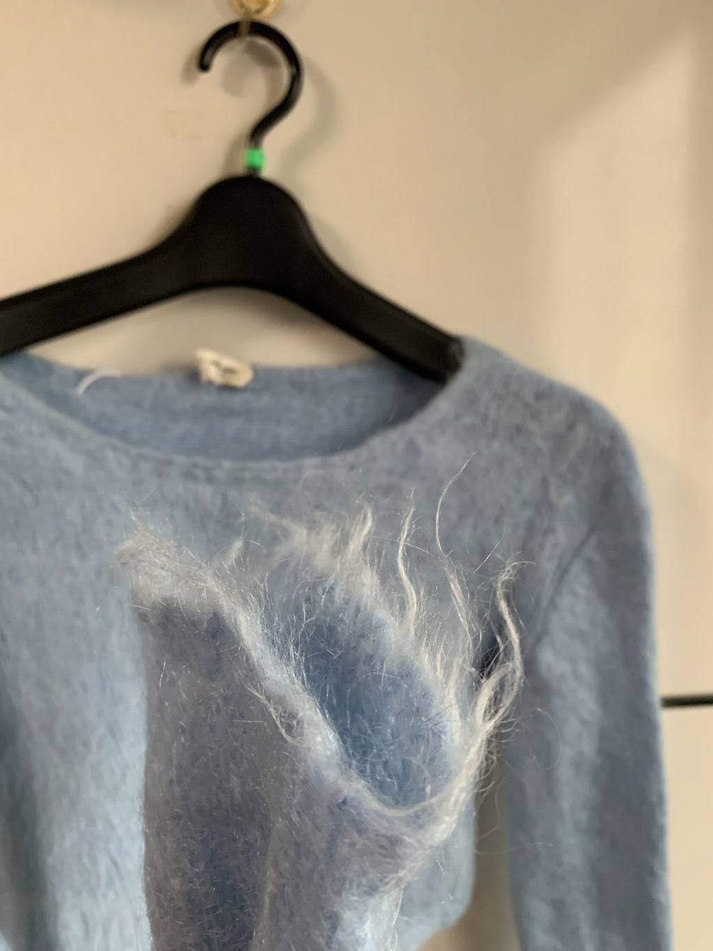 Saint Laurent Light Blue Mohair Cropped Sweater