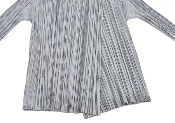 Issey Miyake Vintage Grey Metallic Pleated Cardigan