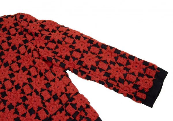 COMME des GARCONS Vintage Red Floral Mandarin Collar Top