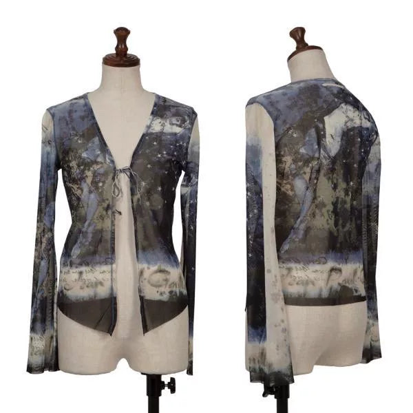 Jean Paul Gaultier Vintage Blue Moonlit Portrait Mesh Cardigan