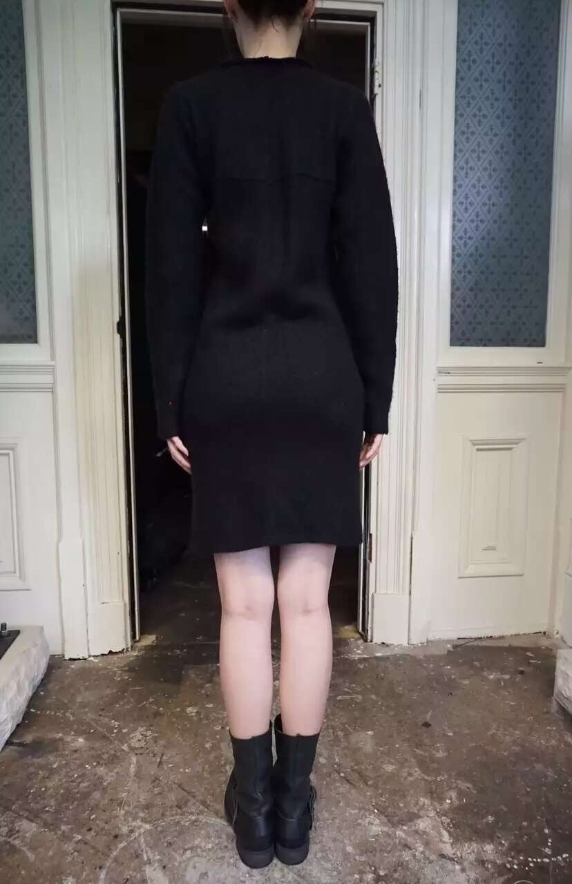 M.A+ FW16 Black Cross Round Neck Pullover Cashmere Silk Sweater
