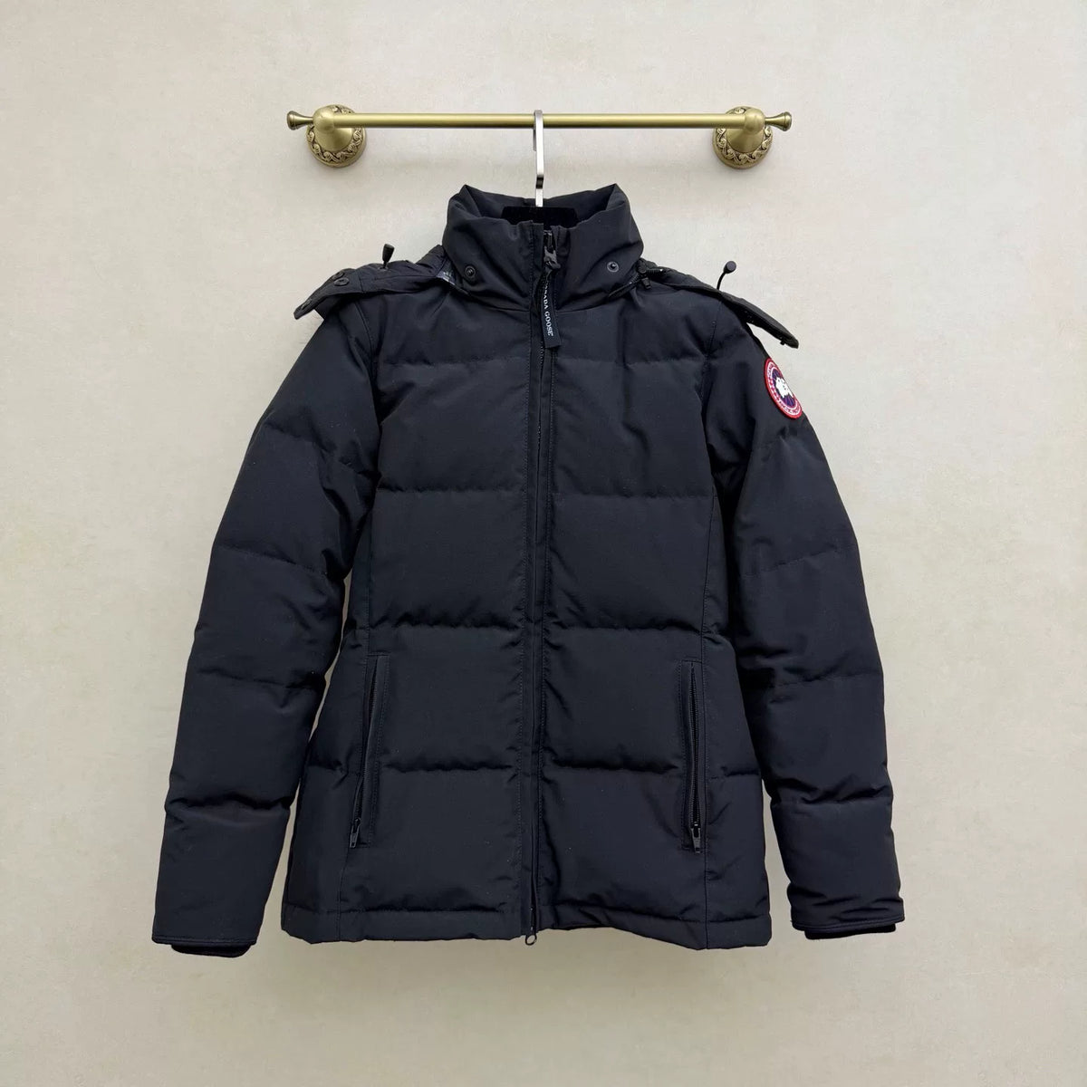 Canada Goose Black Classic Logo Wolf Fur Hood Down Jacket