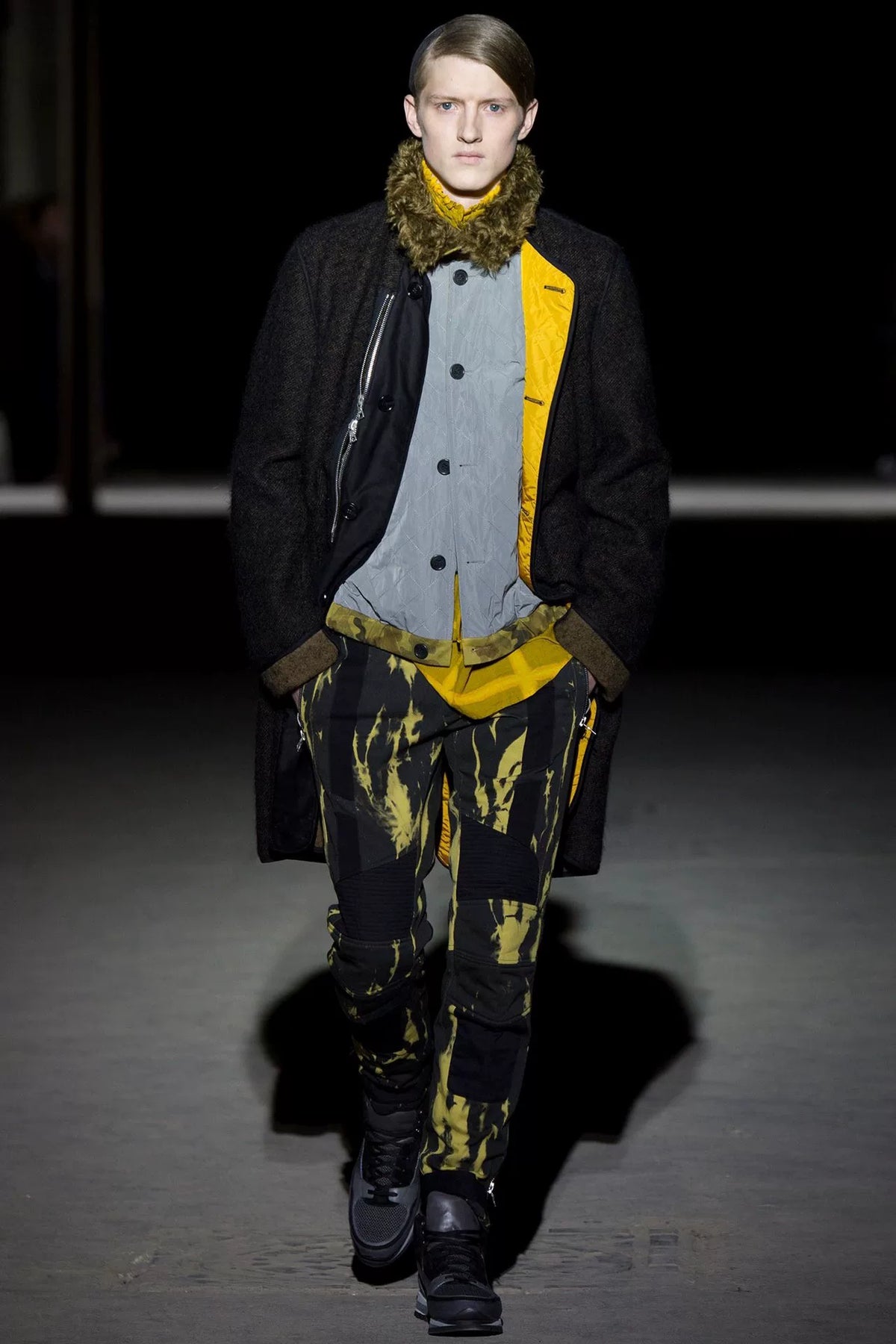 Dries Van Noten FW14 Wool Camel Mohair Plaid Collared Jacket