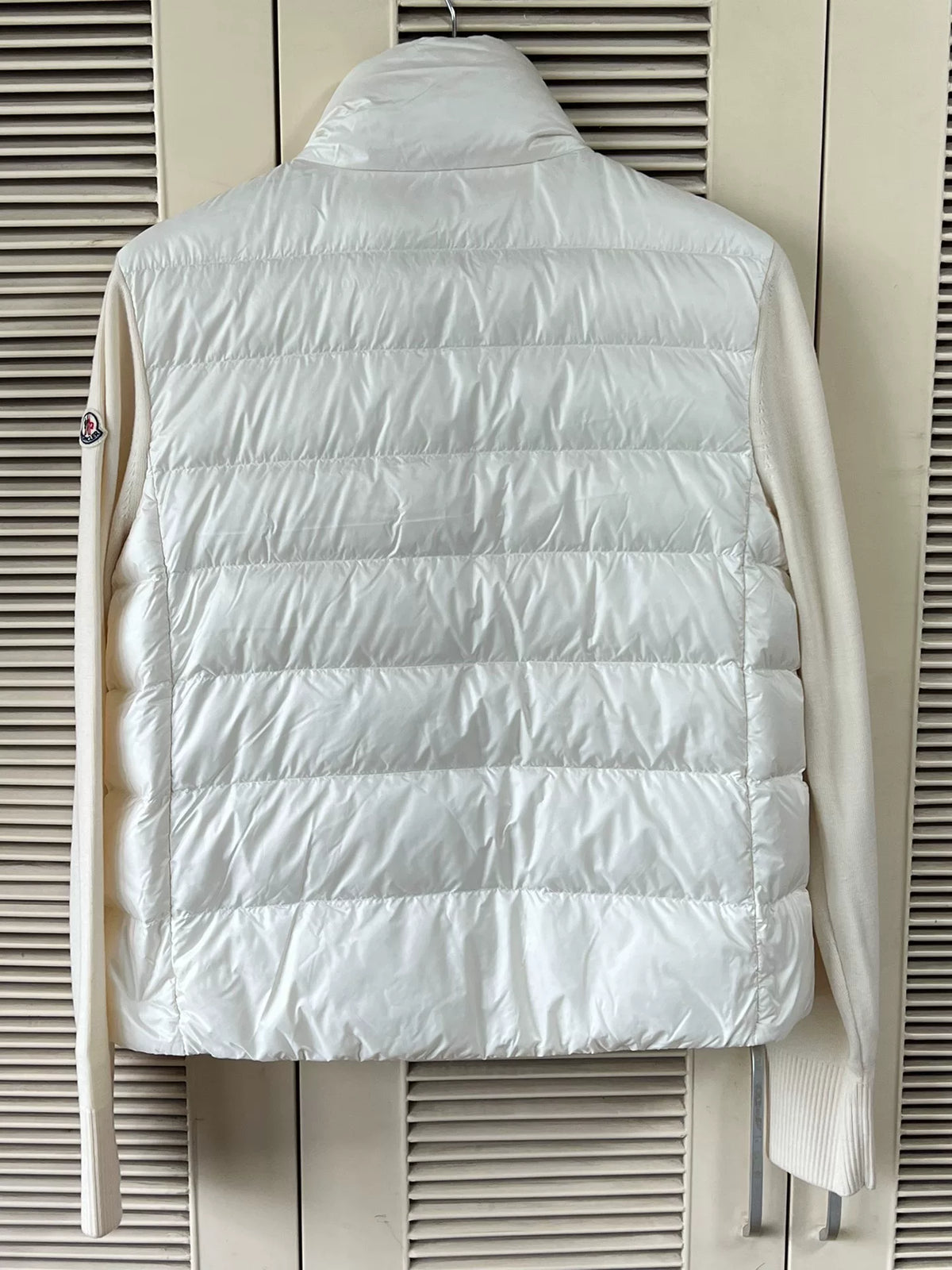 Moncler White Wool-Panel Down Jacket