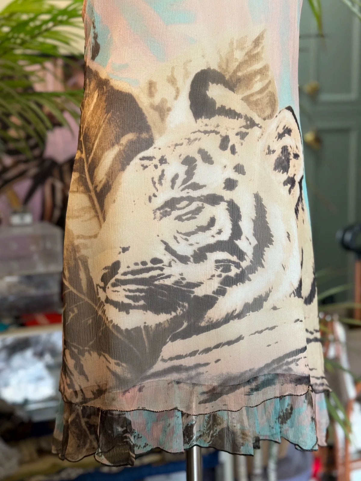 CLASS roberto cavalli tiger print mesh slip dress