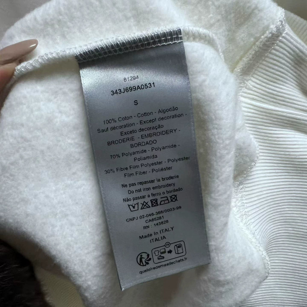 Dior White Logo Embroidered Crew Neck Sweater