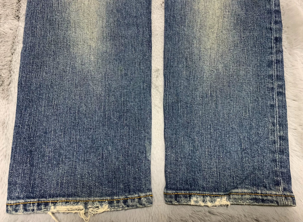 Saint Laurent 16FW D02 Blue Brushed Mud-Wash Distressed Jeans