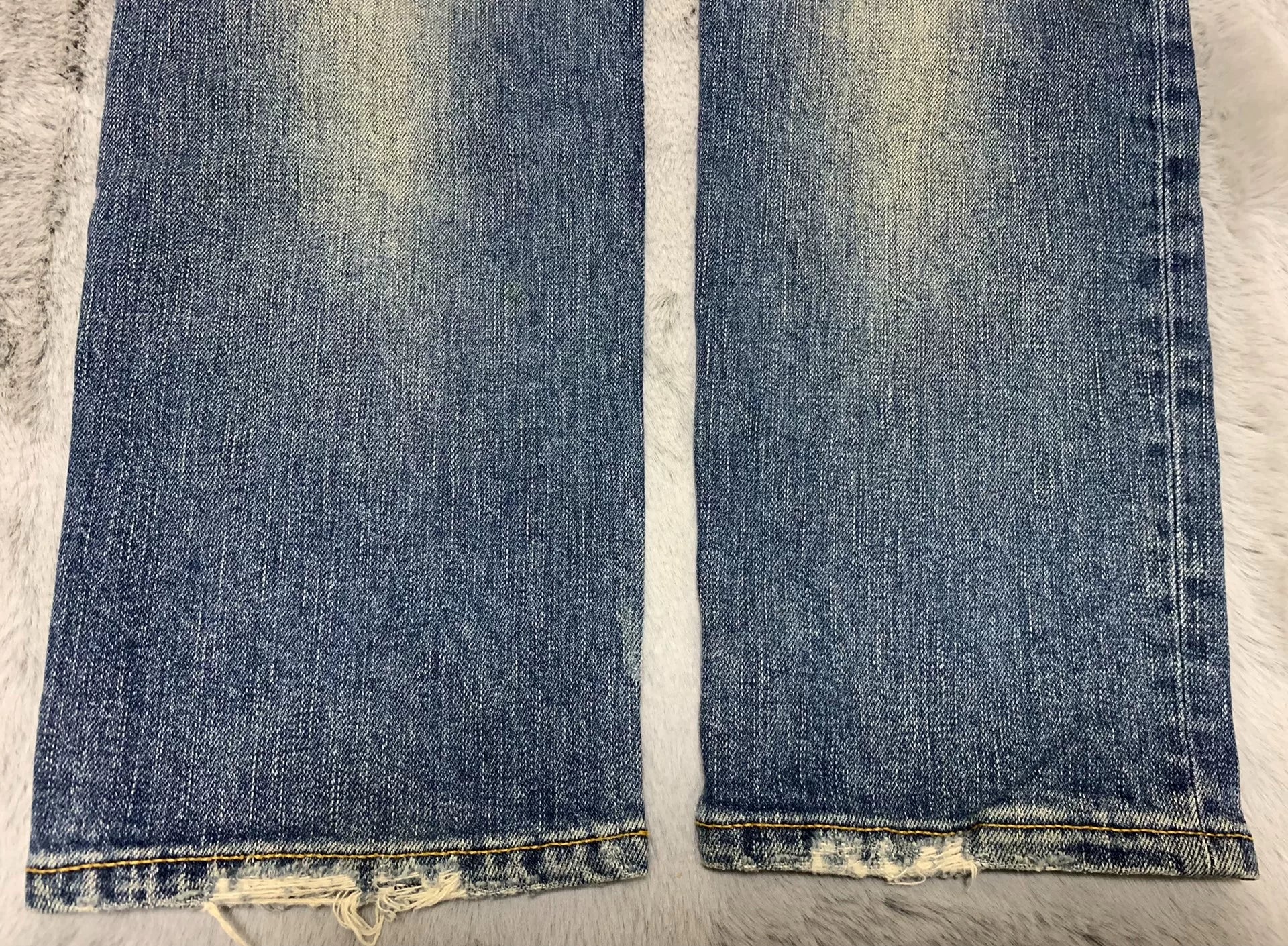 Saint Laurent 16FW D02 Blue Brushed Mud-Wash Distressed Jeans