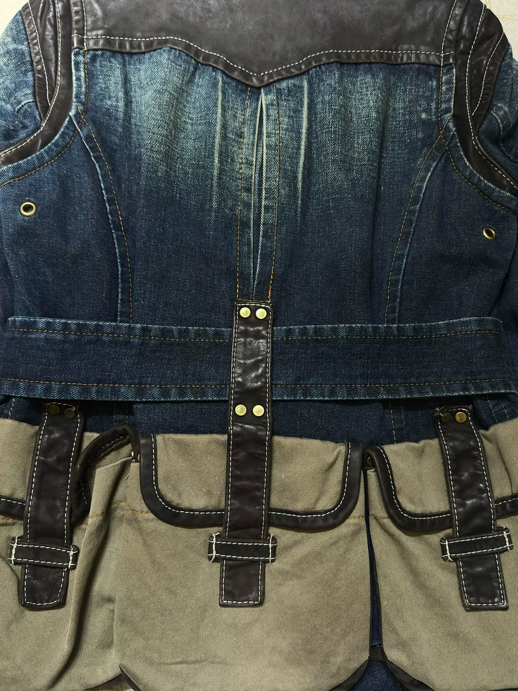 Dsquared 04AW Heavy-Duty Runway Pocket Leather-Panelled Hunting Jacket
