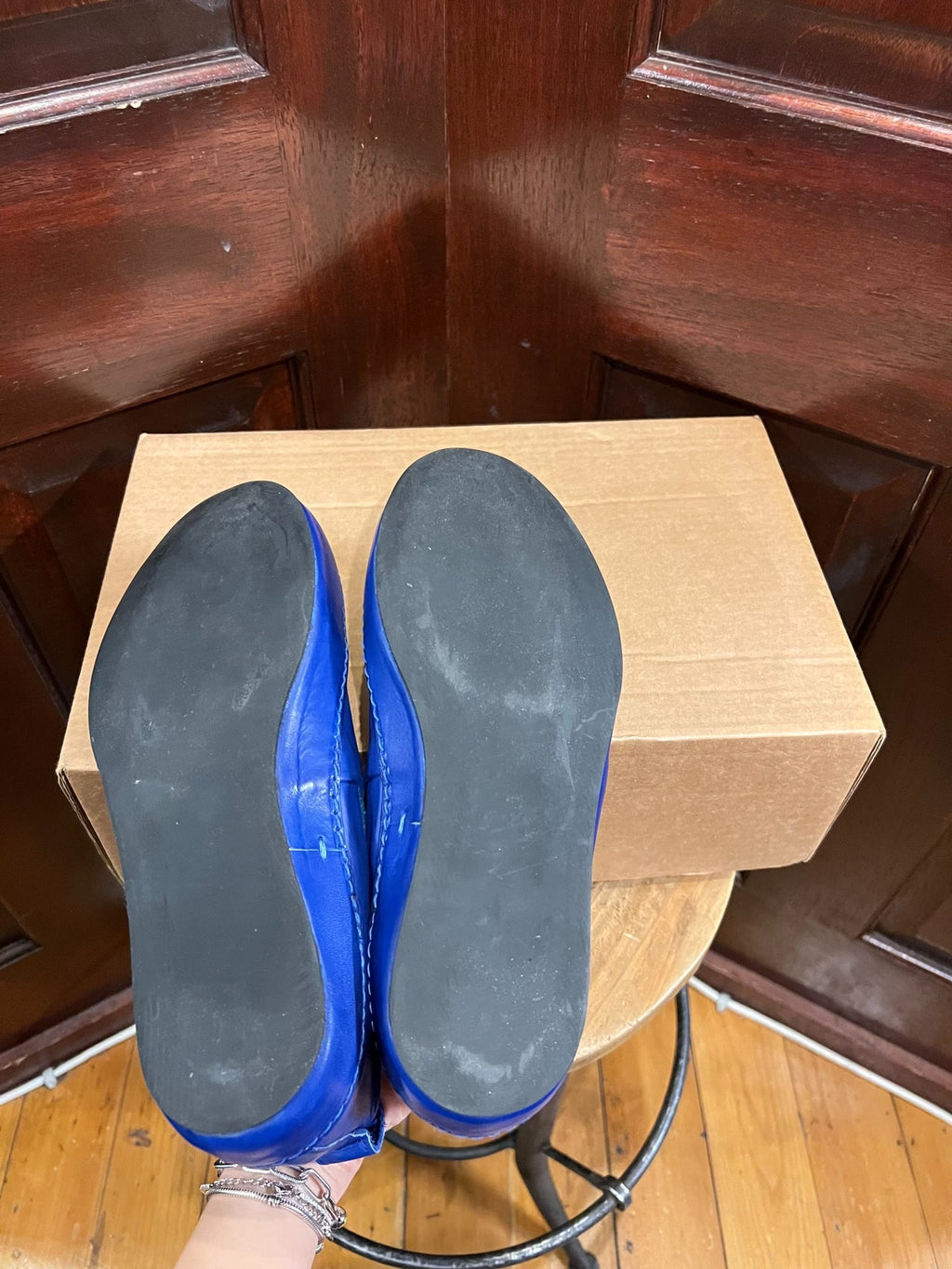 M.A+ Sodalite Blue Slip-On Vacchetta Leather Loafers