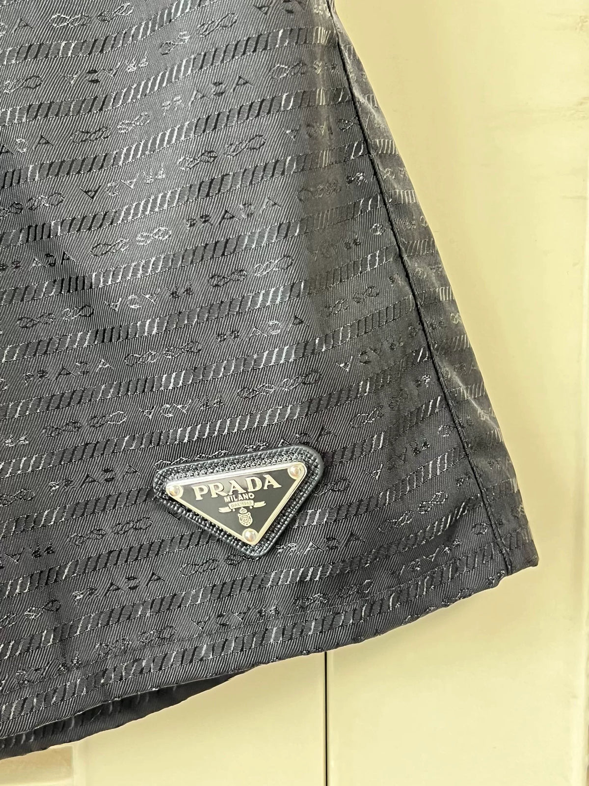Prada Re-Nylon Triangle Logo Black Shorts