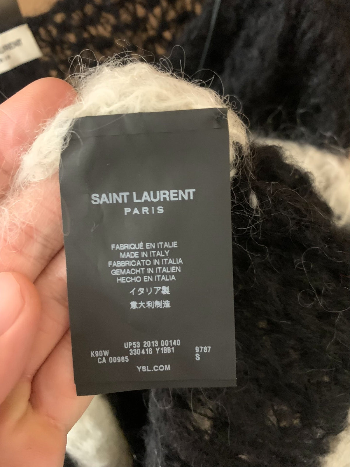 Saint Laurent 13FW Mohair Black White Striped Sweater
