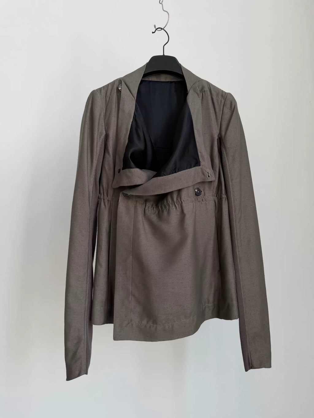 Rick Owens Dusty gray-brown deconstructed lapel jacket