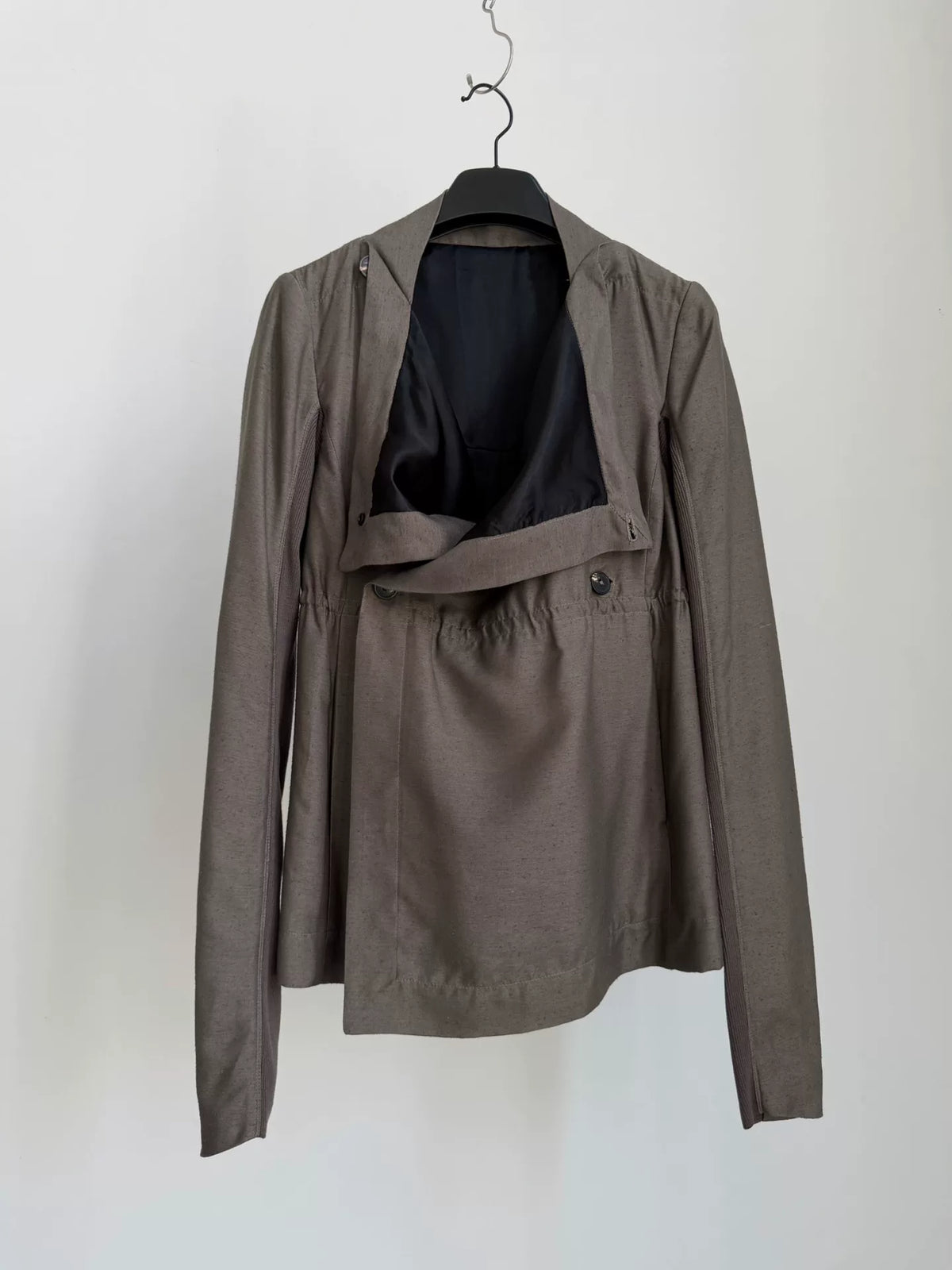 Rick Owens Dusty gray-brown deconstructed lapel jacket