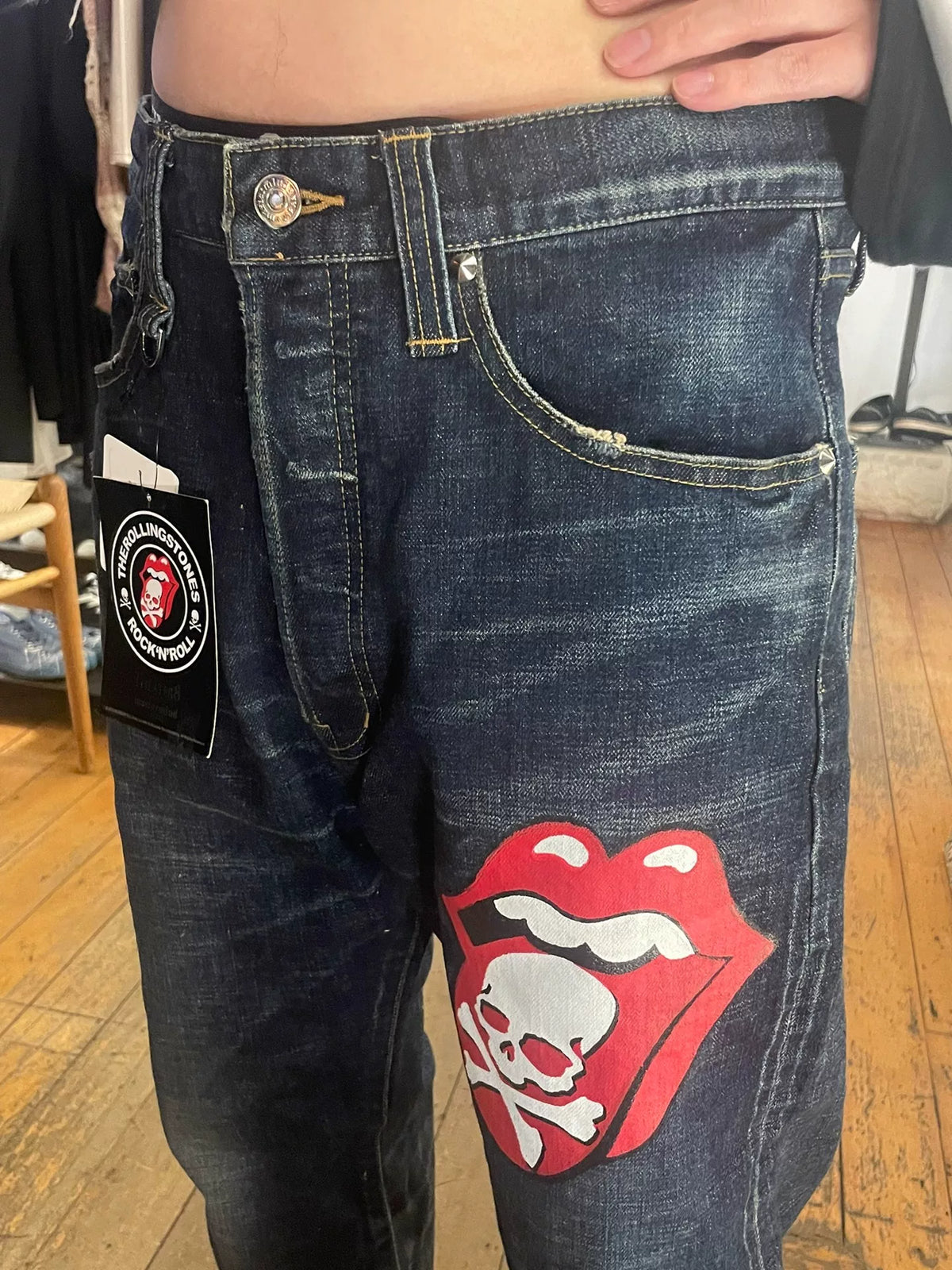 mastermind Japan × Theater8 Rolling Stone Blue Washed Cotton Spandex Jeans