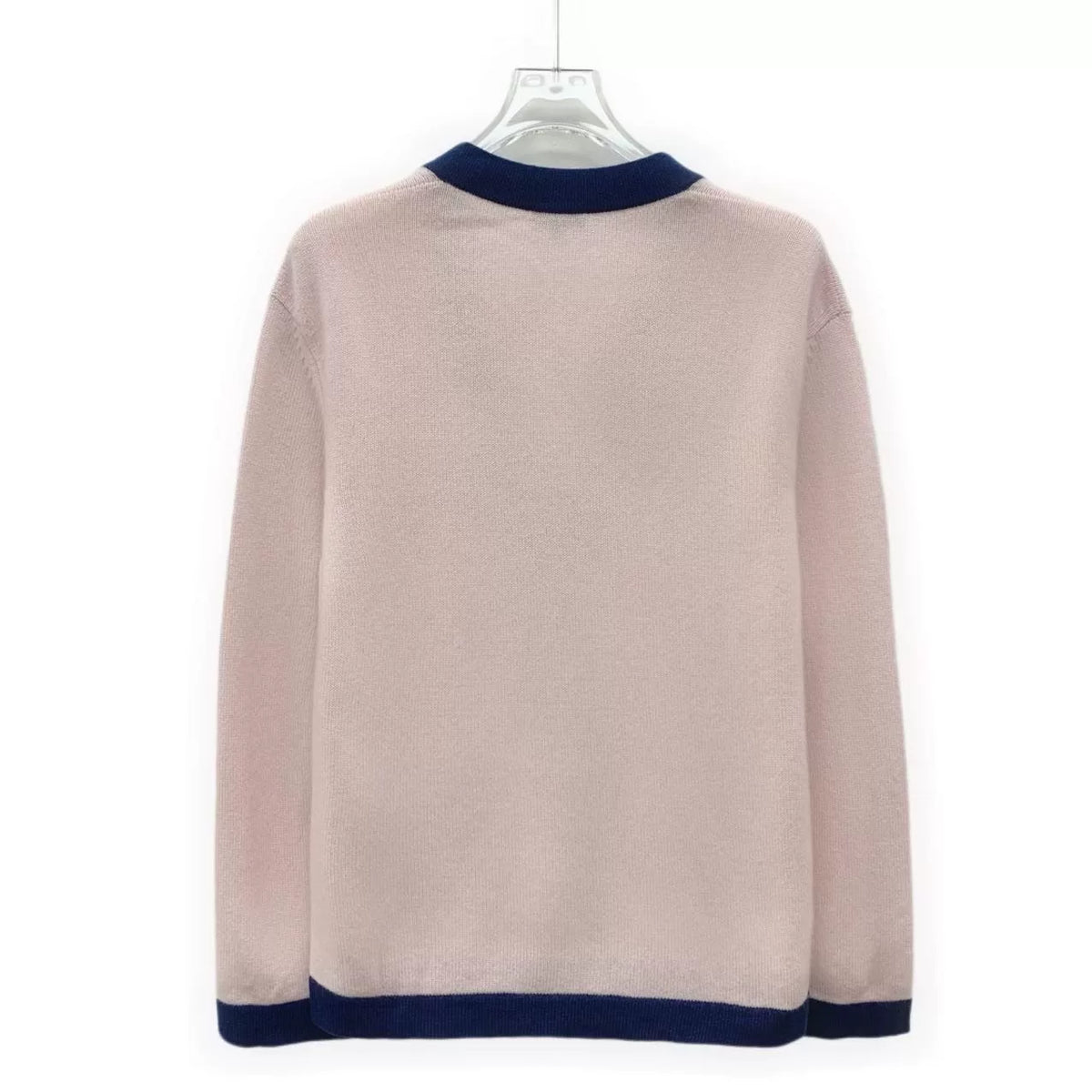 Chanel Light Pink Goat Cashmere V-Neck Single-Breasted Knit Cardigan Jacket