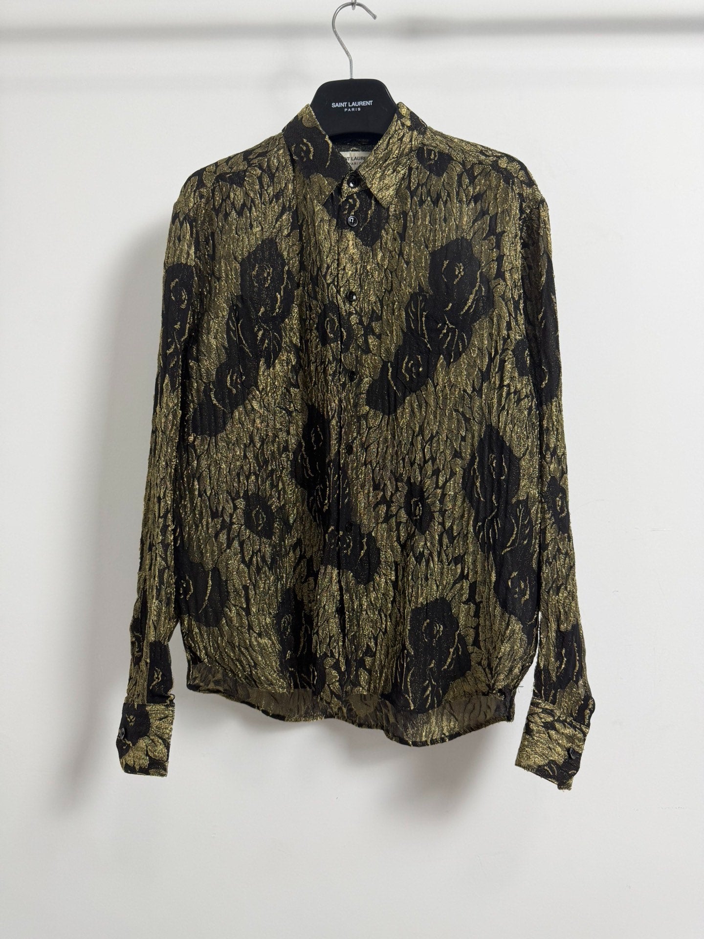 Saint Laurent Slp18fw Black Gold Rose Metallic Shirt