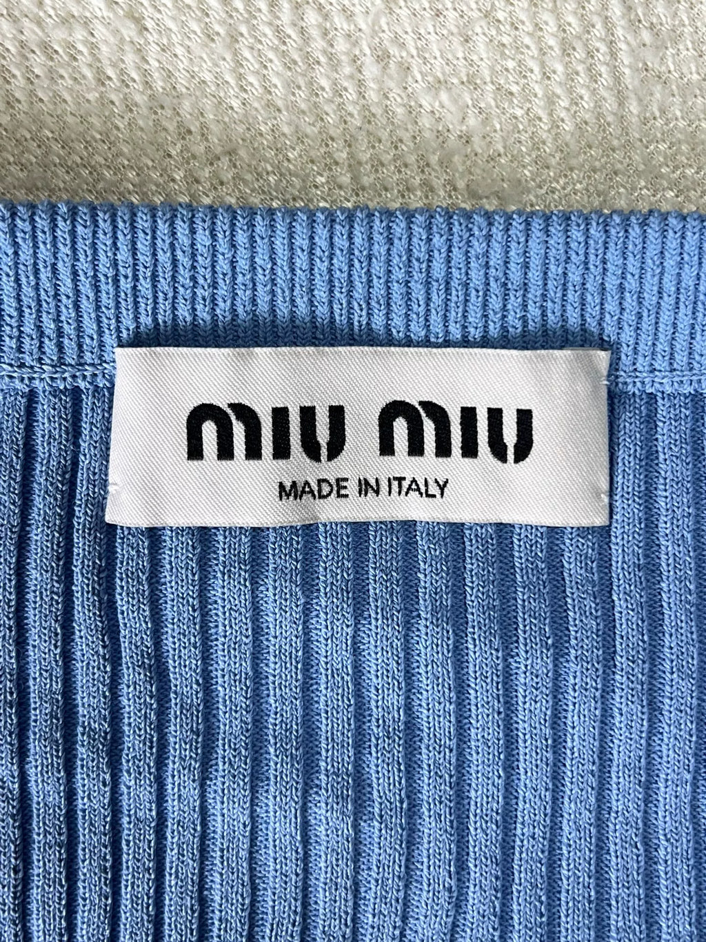Miu Miu Knit Blue Cropped Cardigan