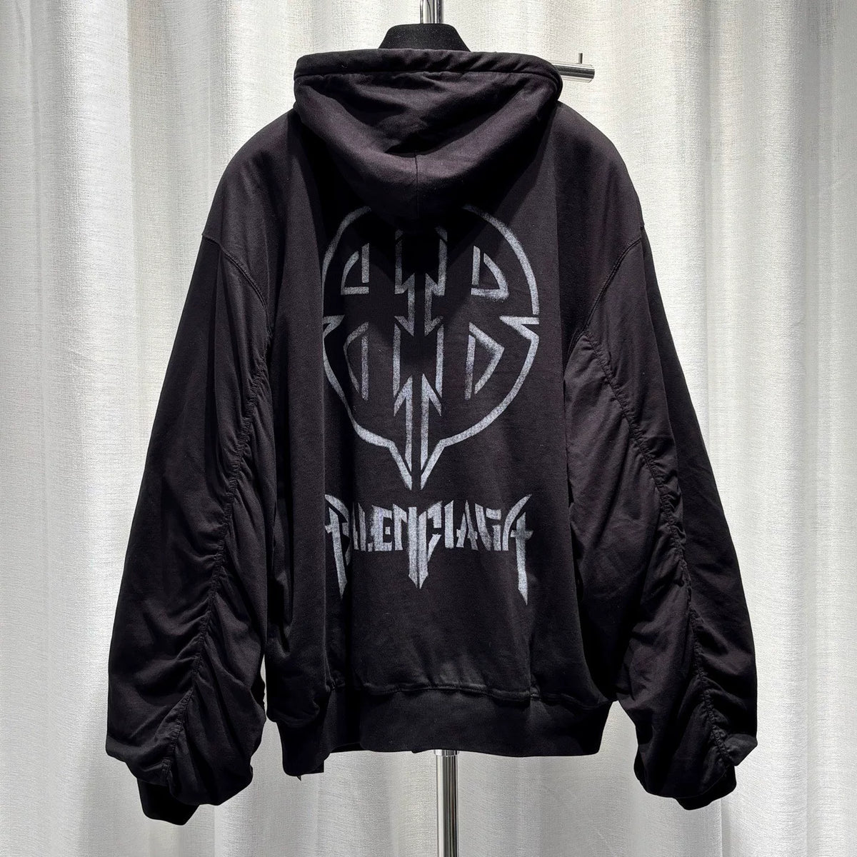 Balenciaga Navy Blue Double B Spray Paint Print Combed Cotton Jacket