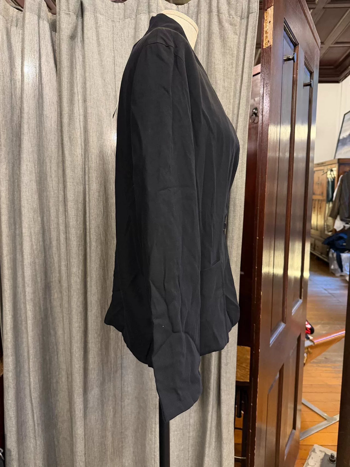 Christophe Lemaire Black Collarless Cotton Viscose Jacket