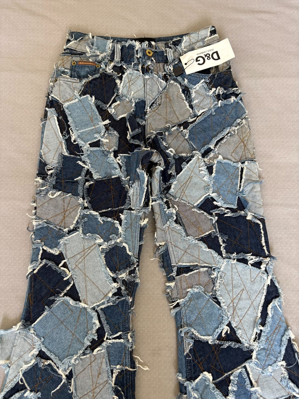 DG Jeans Dolce&Gabbana D&G Vintage Distressed Ripped Patchwork Flared Denim Jeans
