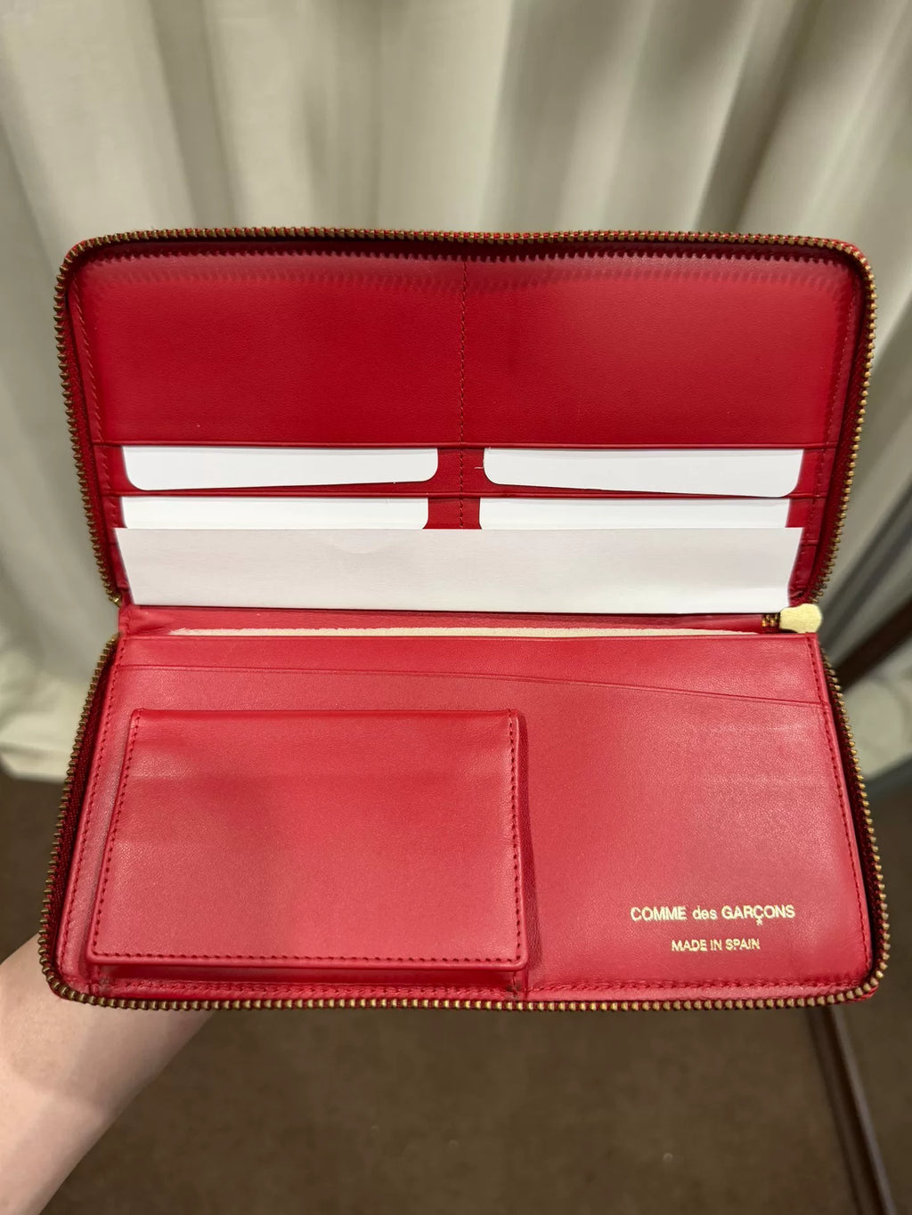 Comme des Garçons CDG red polka dot wallet