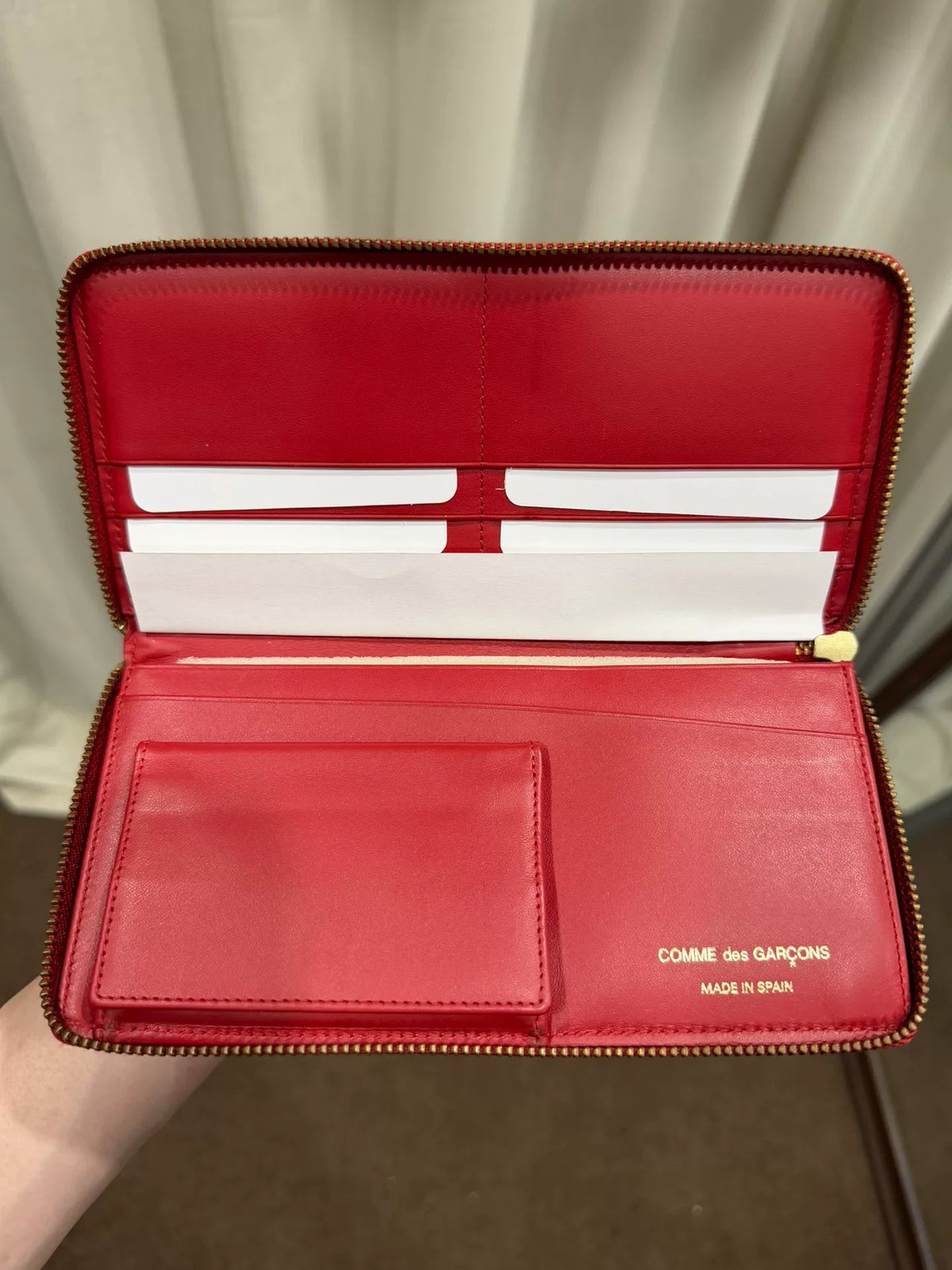 Comme des Garçons CDG red polka dot wallet