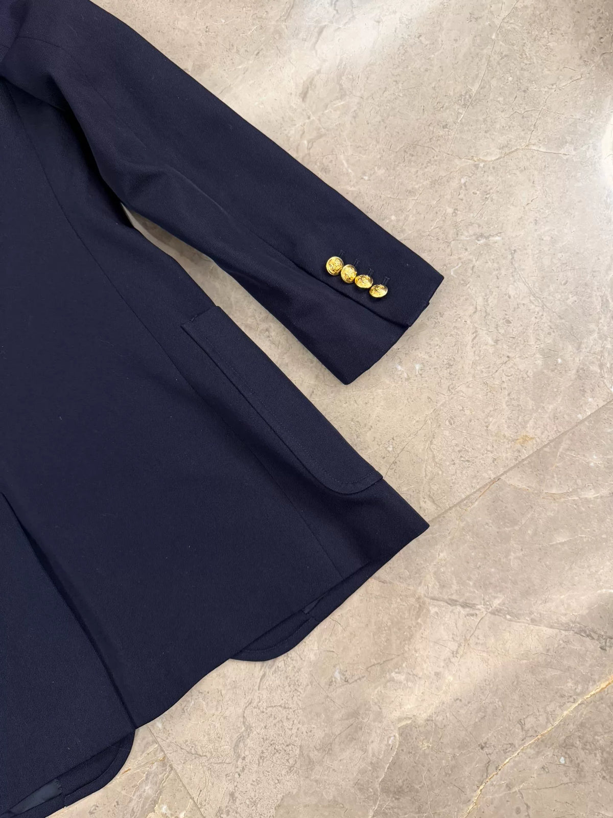 Celine SS23 Navy Blue Gold-Button Wool Blazer by Hedi Slimane