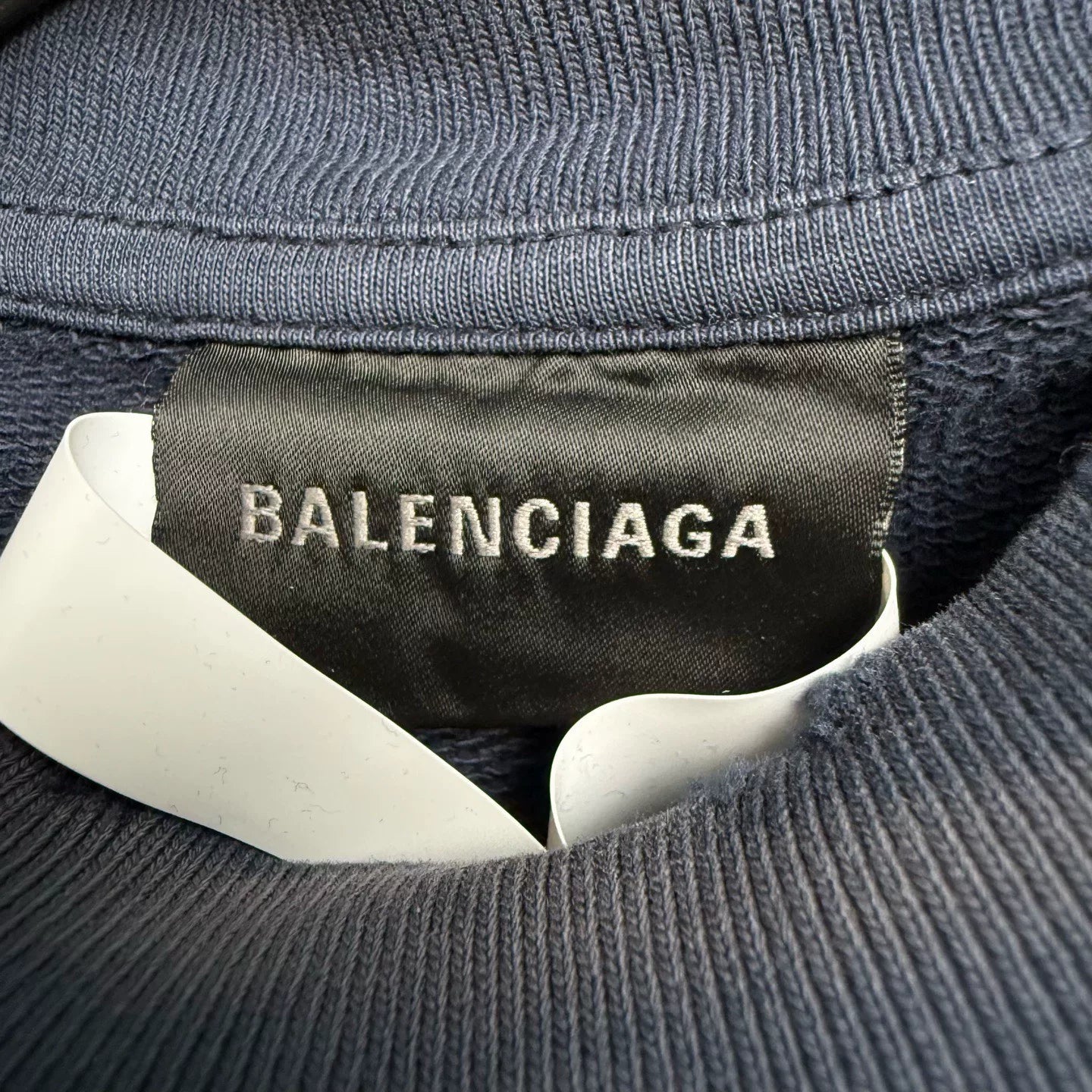 Balenciaga Washed Distressed Tape Logo Crewneck Sweatshirt