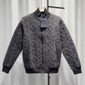 Louis Vuitton Long Sleeve Three-Flower All-Over Logo Print Zip Cotton Gray Jacket